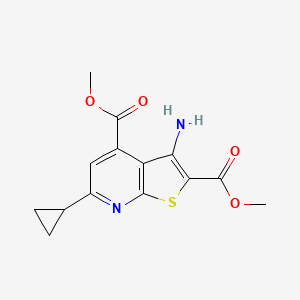 molecular formula C14H14N2O4S B14869712 Dimethyl 3-amino-6-cyclopropylthieno[2,3-b]pyridine-2,4-dicarboxylate 