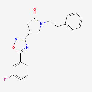 molecular formula C20H18FN3O2 B14869717 4-(5-(3-Fluorophenyl)-1,2,4-oxadiazol-3-yl)-1-phenethylpyrrolidin-2-one 