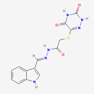 2-[(3,5-dioxo-2,3,4,5-tetrahydro-1,2,4-triazin-6-yl)sulfanyl]-N'-[(E)-1H-indol-3-ylmethylidene]acetohydrazide