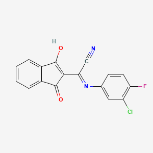 molecular formula C17H8ClFN2O2 B14869872 2-((3-chloro-4-fluorophenyl)amino)-2-(1,3-dioxo-1H-inden-2(3H)-ylidene)acetonitrile 