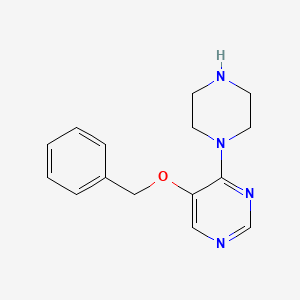 molecular formula C15H18N4O B14869991 5-(Benzyloxy)-4-(piperazin-1-yl)pyrimidine 