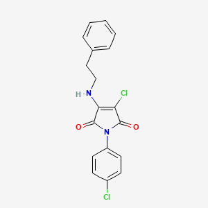 molecular formula C18H14Cl2N2O2 B14870015 3-chloro-1-(4-chlorophenyl)-4-(phenethylamino)-1H-pyrrole-2,5-dione 