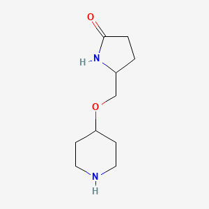 molecular formula C10H18N2O2 B14870050 5-((Piperidin-4-yloxy)methyl)pyrrolidin-2-one 