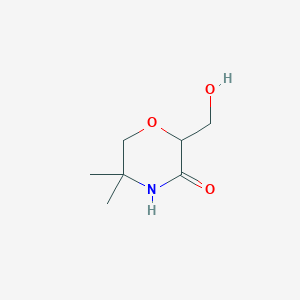 molecular formula C7H13NO3 B14870151 2-(Hydroxymethyl)-5,5-dimethylmorpholin-3-one 