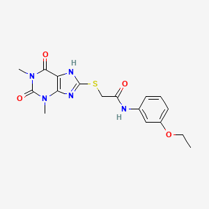 molecular formula C17H19N5O4S B14870214 2-((1,3-dimethyl-2,6-dioxo-2,3,6,7-tetrahydro-1H-purin-8-yl)thio)-N-(3-ethoxyphenyl)acetamide 