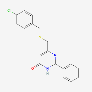 molecular formula C18H15ClN2OS B1487030 6-{[(4-Chlorobenzyl)sulfanyl]methyl}-2-phenyl-4-pyrimidinol CAS No. 339279-11-7