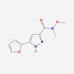 molecular formula C10H11N3O3 B14870306 3-(furan-2-yl)-N-methoxy-N-methyl-1H-pyrazole-5-carboxamide 