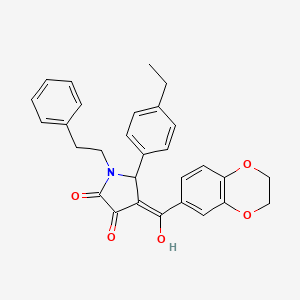 molecular formula C29H27NO5 B14870573 4-(2,3-dihydrobenzo[b][1,4]dioxine-6-carbonyl)-5-(4-ethylphenyl)-3-hydroxy-1-phenethyl-1H-pyrrol-2(5H)-one 