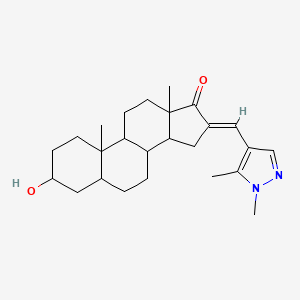 (E)-16-((1,5-dimethyl-1H-pyrazol-4-yl)methylene)-3-hydroxy-10,13-dimethyltetradecahydro-1H-cyclopenta[a]phenanthren-17(2H)-one