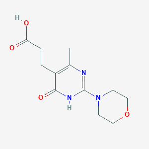 molecular formula C12H17N3O4 B1487069 3-(4-Methyl-2-morpholin-4-yl-6-oxo-1,6-dihydropyrimidin-5-yl)propanoic acid CAS No. 896989-02-9