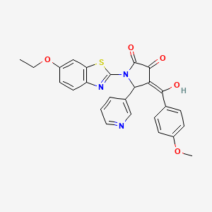 molecular formula C26H21N3O5S B14870721 1-(6-ethoxybenzo[d]thiazol-2-yl)-3-hydroxy-4-(4-methoxybenzoyl)-5-(pyridin-3-yl)-1H-pyrrol-2(5H)-one 