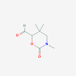 molecular formula C8H13NO3 B14870749 3,5,5-Trimethyl-2-oxo-1,3-oxazinane-6-carbaldehyde 