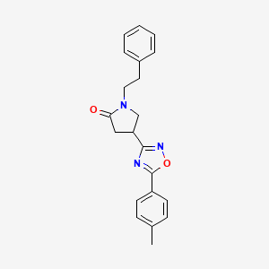 molecular formula C21H21N3O2 B14870843 4-[5-(4-Methylphenyl)-1,2,4-oxadiazol-3-yl]-1-(2-phenylethyl)pyrrolidin-2-one 