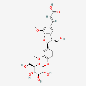 (E)-3-[(2S,3R)-3-(hydroxymethyl)-7-methoxy-2-[3-methoxy-4-[(2S,3R,4S,5S,6R)-3,4,5-trihydroxy-6-(hydroxymethyl)oxan-2-yl]oxyphenyl]-2,3-dihydro-1-benzofuran-5-yl]prop-2-enoic acid