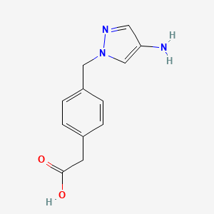 molecular formula C12H13N3O2 B14870913 2-(4-((4-amino-1H-pyrazol-1-yl)methyl)phenyl)acetic acid 