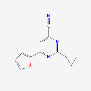 molecular formula C12H9N3O B14871027 2-Cyclopropyl-6-(furan-2-yl)pyrimidine-4-carbonitrile 