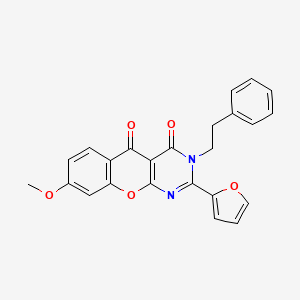 molecular formula C24H18N2O5 B14871059 2-(furan-2-yl)-8-methoxy-3-phenethyl-3H-chromeno[2,3-d]pyrimidine-4,5-dione 