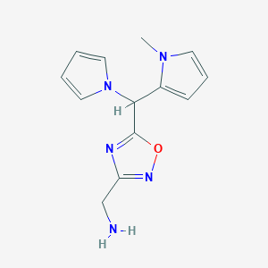 molecular formula C13H15N5O B14871093 (5-((1-methyl-1H-pyrrol-2-yl)(1H-pyrrol-1-yl)methyl)-1,2,4-oxadiazol-3-yl)methanamine 