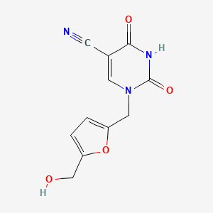 molecular formula C11H9N3O4 B14871122 1-((5-(Hydroxymethyl)furan-2-yl)methyl)-2,4-dioxo-1,2,3,4-tetrahydropyrimidine-5-carbonitrile 