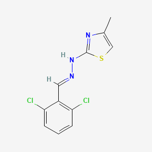 molecular formula C11H9Cl2N3S B14871127 (E)-2-(2-(2,6-dichlorobenzylidene)hydrazinyl)-4-methylthiazole 