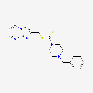 molecular formula C19H21N5S2 B14871222 Imidazo[1,2-a]pyrimidin-2-ylmethyl 4-benzylpiperazine-1-carbodithioate 