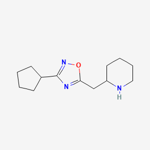 molecular formula C13H21N3O B14871253 3-Cyclopentyl-5-(piperidin-2-ylmethyl)-1,2,4-oxadiazole 