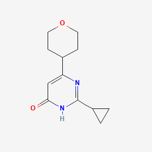molecular formula C12H16N2O2 B1487151 2-cyclopropyl-6-(tetrahydro-2H-pyran-4-yl)pyrimidin-4-ol CAS No. 1412954-44-9