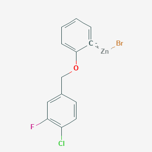 molecular formula C13H9BrClFOZn B14871532 2-(4'-Chloro-3'-fluorobenZyloxy)phenylZinc bromide 