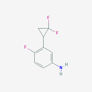 molecular formula C9H8F3N B1487157 4-Fluoro-3-(2,2-difluorocyclopropyl)benzenamine CAS No. 2231675-65-1