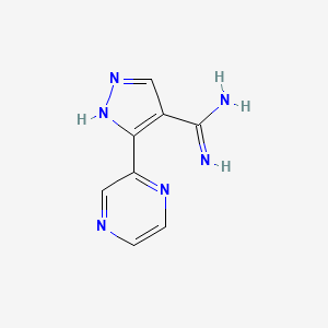 molecular formula C8H8N6 B1487164 3-(pyrazin-2-yl)-1H-pyrazole-4-carboximidamide CAS No. 2097985-58-3