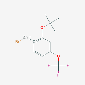 molecular formula C11H12BrF3O2Zn B14871799 (2-t-Butoxy-4-(trifluoromethoxy)phenyl)Zinc bromide 