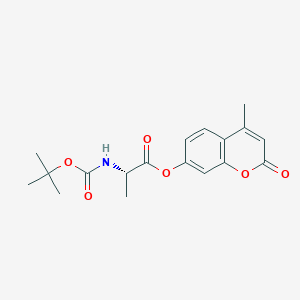 molecular formula C18H21NO6 B148718 tert-Butyloxycarbonyl-1-alanine 4-methylumbelliferyl ester CAS No. 138474-38-1