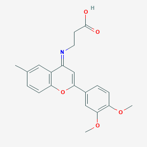 (E)-3-((2-(3,4-dimethoxyphenyl)-6-methyl-4H-chromen-4-ylidene)amino)propanoic acid