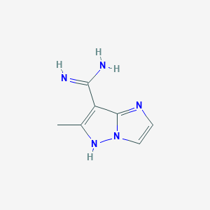 molecular formula C7H9N5 B1487189 6-methyl-1H-imidazo[1,2-b]pyrazole-7-carboximidamide CAS No. 2098026-08-3