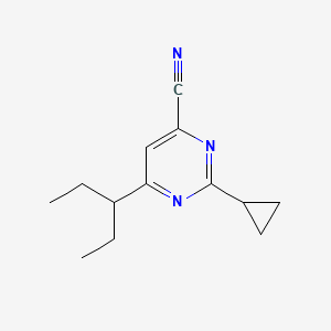 molecular formula C13H17N3 B14871893 2-Cyclopropyl-6-(pentan-3-yl)pyrimidine-4-carbonitrile 