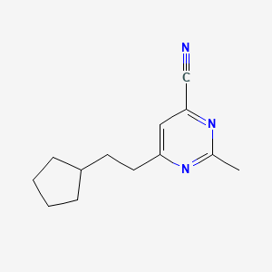 6-(2-Cyclopentylethyl)-2-methylpyrimidine-4-carbonitrile