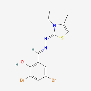 molecular formula C13H13Br2N3OS B14871979 2,4-dibromo-6-((E)-((Z)-(3-ethyl-4-methylthiazol-2(3H)-ylidene)hydrazono)methyl)phenol 