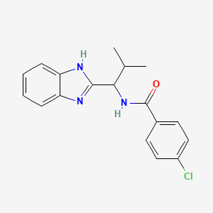 molecular formula C18H18ClN3O B14871983 N-[1-(1H-benzimidazol-2-yl)-2-methylpropyl]-4-chlorobenzamide 