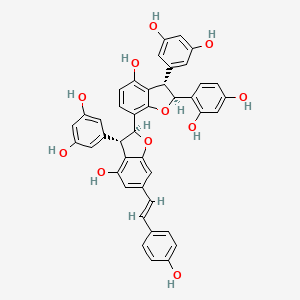 4-[(2S,3S)-3-(3,5-dihydroxyphenyl)-7-[(2S,3S)-3-(3,5-dihydroxyphenyl)-4-hydroxy-6-[(E)-2-(4-hydroxyphenyl)ethenyl]-2,3-dihydro-1-benzofuran-2-yl]-4-hydroxy-2,3-dihydro-1-benzofuran-2-yl]benzene-1,3-diol