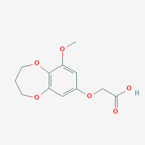 molecular formula C12H14O6 B14872130 2-((9-methoxy-3,4-dihydro-2H-benzo[b][1,4]dioxepin-7-yl)oxy)acetic acid 