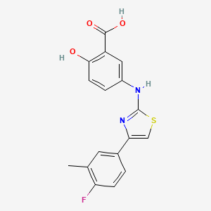 molecular formula C17H13FN2O3S B14872216 5-((4-(4-Fluoro-3-methylphenyl)thiazol-2-yl)amino)-2-hydroxybenzoic acid 