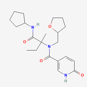 molecular formula C21H31N3O4 B14872283 N-[1-(cyclopentylamino)-2-methyl-1-oxobutan-2-yl]-6-oxo-N-(tetrahydrofuran-2-ylmethyl)-1,6-dihydropyridine-3-carboxamide 