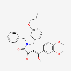 1-benzyl-4-(2,3-dihydrobenzo[b][1,4]dioxine-6-carbonyl)-3-hydroxy-5-(3-propoxyphenyl)-1H-pyrrol-2(5H)-one