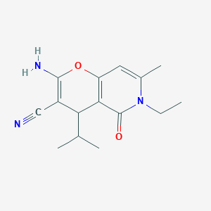 molecular formula C15H19N3O2 B14872447 2-amino-6-ethyl-4-isopropyl-7-methyl-5-oxo-5,6-dihydro-4H-pyrano[3,2-c]pyridine-3-carbonitrile 