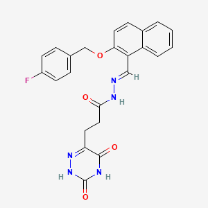 (E)-3-(3,5-dioxo-2,3,4,5-tetrahydro-1,2,4-triazin-6-yl)-N'-((2-((4-fluorobenzyl)oxy)naphthalen-1-yl)methylene)propanehydrazide