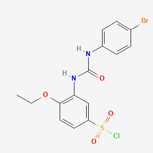 molecular formula C15H14BrClN2O4S B14872480 3-[3-(4-Bromophenyl)ureido]-4-ethoxy-benzenesulfonyl chloride 