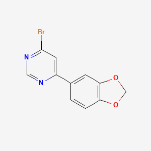 molecular formula C11H7BrN2O2 B14872493 4-(Benzo[d][1,3]dioxol-5-yl)-6-bromopyrimidine 