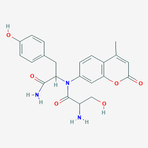 molecular formula C22H23N3O6 B1487251 (S)-2-Amino-N-((S)-1-amino-3-(4-hydroxyphenyl)-1-oxoPropan-2-yl)-3-hydroxy-N-(4-methyl-2-oxo-2H-chromen-7-yl)Propanamide CAS No. 201855-53-0