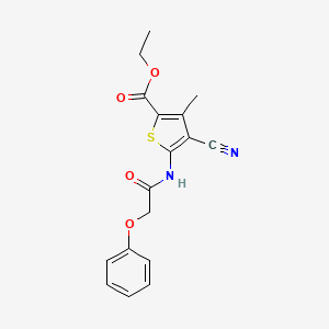 molecular formula C17H16N2O4S B14872531 Ethyl 4-cyano-3-methyl-5-[(phenoxyacetyl)amino]thiophene-2-carboxylate 