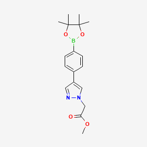 molecular formula C18H23BN2O4 B1487254 {4-[4-(4,4,5,5-Tetramethyl-[1,3,2]dioxaborolan-2-yl)-phenyl]-pyrazol-1-yl}-acetic acid methyl ester CAS No. 2163057-06-3